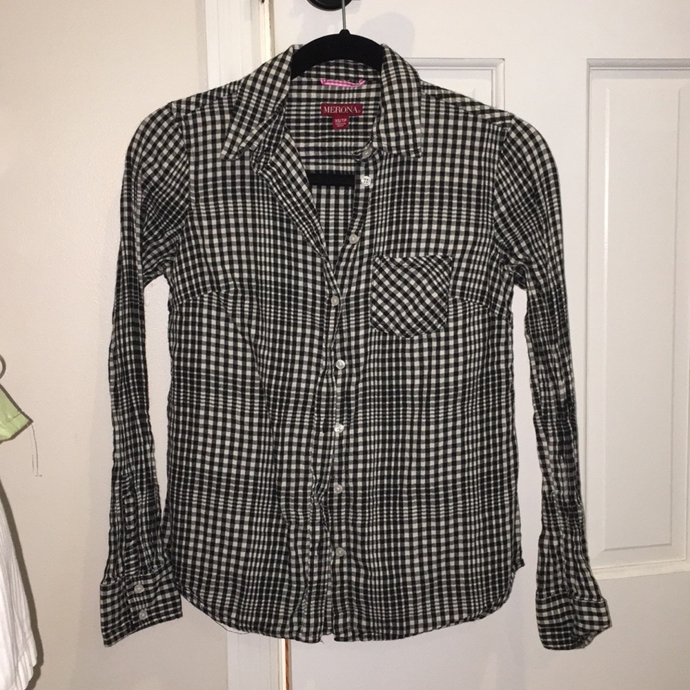 Merona B&W Plaid Button Down